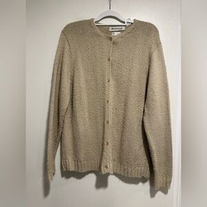 Appleseed's Hand Loomed Sz:L Button Closure Beige Minimalist Cardigan Sweater.